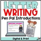 Pen Pal Introduction Letter Writing Activity 2nd 3rd Grade