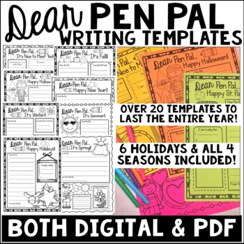 Preview of Pen Pal Letters-Enough to Last the Whole Year!-Digital and Print