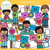 Pen Pal Kids Writing and Mailing Letters Clip Art