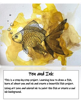 Preview of Pen and Ink fish drawing. Step by step instructions.
