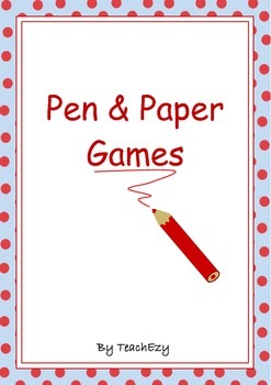 Pen And Paper Games For Kids By Teachezy | Tpt
