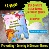 Pen control - color names - Dinausors reward coloring pages