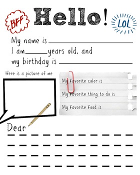Preview of Pen pal Letter Template
