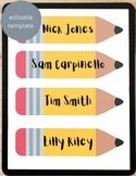 Pencil Back To School Name Tag Template