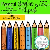 Pencil Borders and Pencils Clipart By Kelly B.