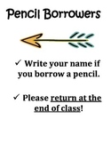 Pencil Borrowers Sign