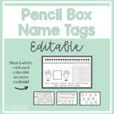 Pencil Box Name Tags Editable Colorable