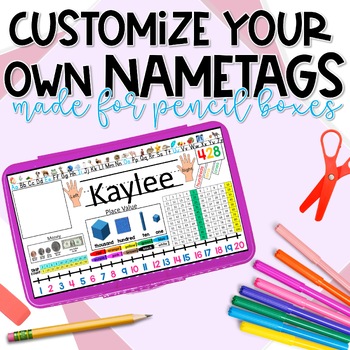 Preview of Pencil Box Name Tags Fully Customizable Editable Design Your Own