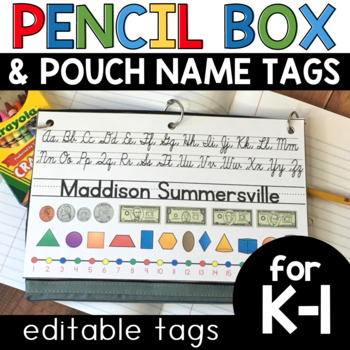 Pencil pouch Pencil box name tags