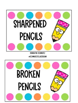 Preview of Pencil Bucket Labels: Sharpened & Broken