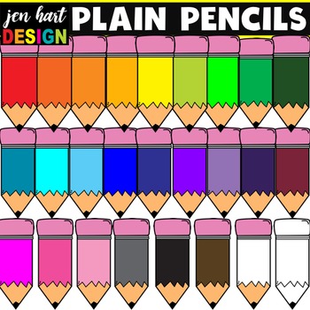 Pencil Clipart (Plain) by Jen Hart Design | Teachers Pay Teachers