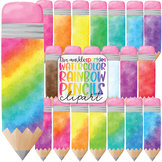 Pencil Clipart Watercolor Rainbow - School Supplies Clipart