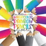 Pencil Clipart Watercolor Rainbow - School Teacher Clipart