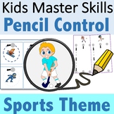 Pencil Control Sports Theme - Handwriting Strokes for Pres