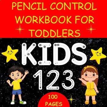 Preview of Pencil Control Workbook For Toddlers, Letters, And Numbers, Animals