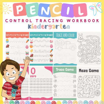 Preview of Pencil Control Workbook: Learn How to Trace Shapes, Numbers, Games, and More!