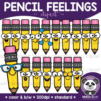 Preview of Pencil Feelings by Binky's Clipart | BTS Emotions Clip Art