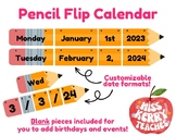 Pencil Flip Calendar Customizable Blank Tiles Included for Date