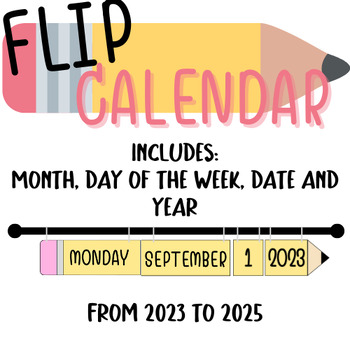Pencil Flip Calendar Editable Option Available by Quarta Math