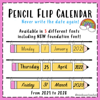 Preview of Pencil Flip Calendar - FREEBIE