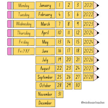 Pencil Flip Calendar FREEBIE by Miss Kwan Teaches TPT