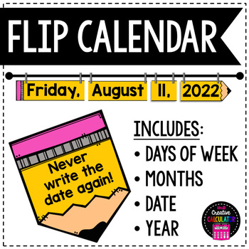 Preview of Pencil Flip Calendar - Perpetual Calendar - Back to School