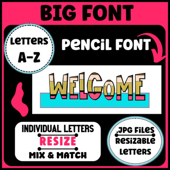 Preview of Pencil Font Jumbo Letters A to Z CLIPART JPG Files for each letter
