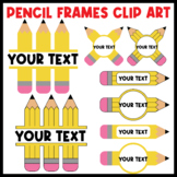 Pencil Frames Clip Art, Pencil Box Labels, Back to School,