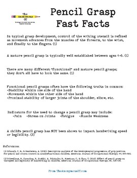 Preview of Pencil Grasp Fast Facts for Parents