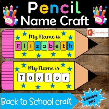 Preview of Pencil Name Craft, Back to School Activities, Kindergarten & Preschool