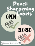 Pencil Sharpening Labels: Open Closed Sharpening Time
