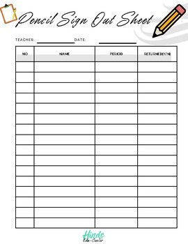 Preview of Pencil Sign Out Sheet