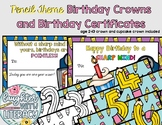 Pencil Theme Birthday Certificate and Birthday Crowns