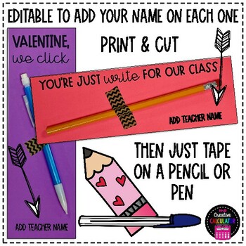 Valentines, Pencils, Printed