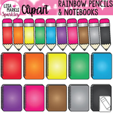 Pencil and Notebook Clipart Rainbow Back to School