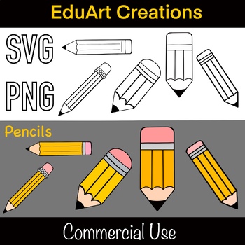 Preview of Pencil clipart, SVG & PNG color and black and white