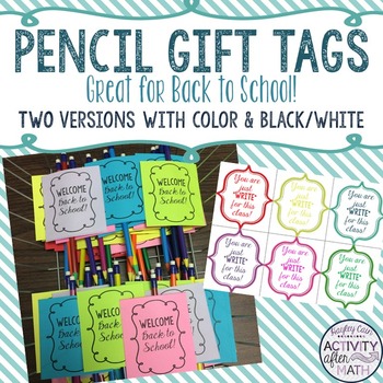 Pencil/Pen Gift Tags Printable Back to School Gifts for Students or