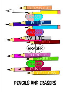Pencils and Erasers Clip Art - 19 pieces - black line included | TpT