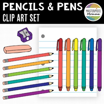 Pencils and Pens Clip Art Set by Masterpiece Momma | TPT