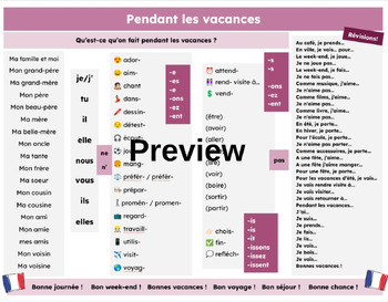 Preview of Pendant les vacances / Semester Review - Chat Mat (French)