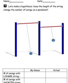 Preview of Pendulum Exploration Hypothesis Worksheet
