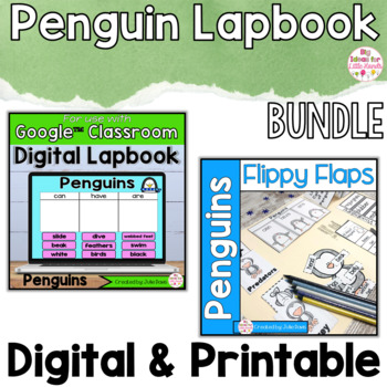 Preview of Penguin Activities Interactive Notebook Digital and Printable Bundle