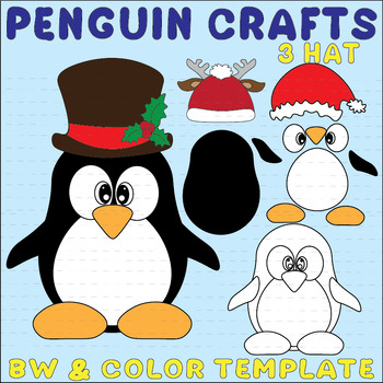 Penguin Carfts 3 HAT X'Mas Winter Bulletin Board New Year Activities ...