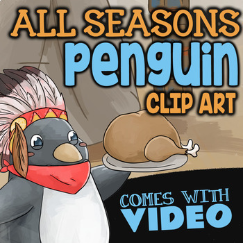 Preview of Penguin Clipart w/ Christmas Penguin Clipart ★ All Months of the Year Clipart