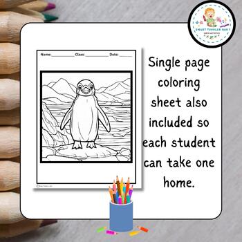 Penguin Collaborative Coloring Poster | Winter Bulletin Board Craft ...