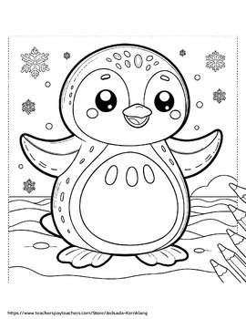 Penguin Coloring Page [Free!] by Jedsada Kernklang | TPT