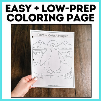 Penguin Coloring Page | Simple Art Project (Paint or Color!) | TPT