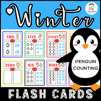 Preview of Penguin Counting Flash Cards | Winter Numbers With Ice Pieces