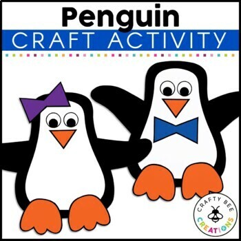 Preview of Penguin Craft Template Arctic Animals Bulletin Board Activities Kindergarten Art