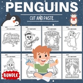 Penguin Cut And Paste Coloring Pages - Fun Winter Animals 